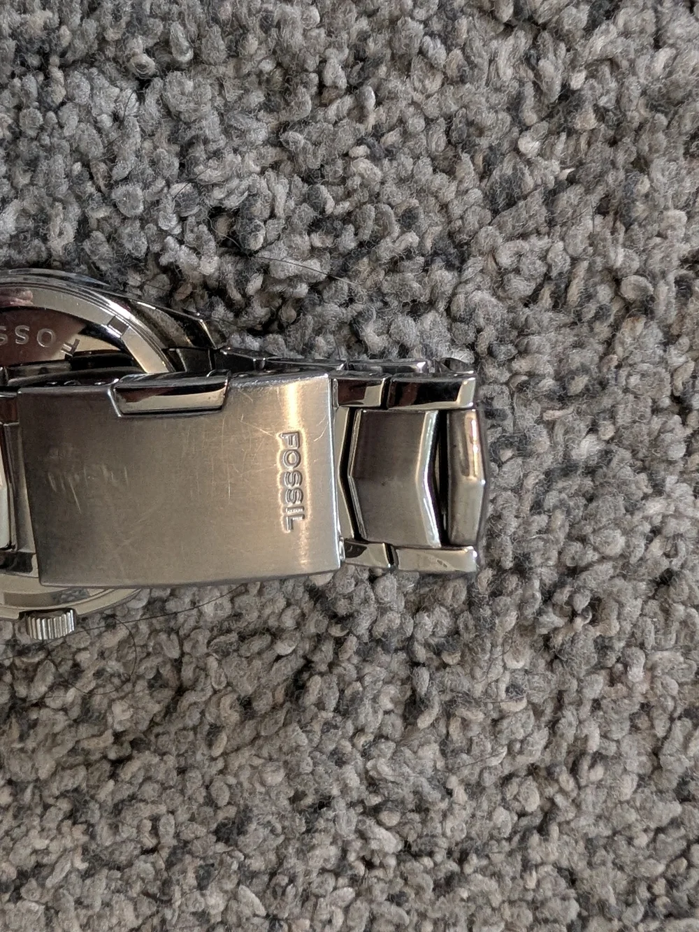 Used Condition Fossil Silver and Black Stainless Steel Diamond Accent Watch